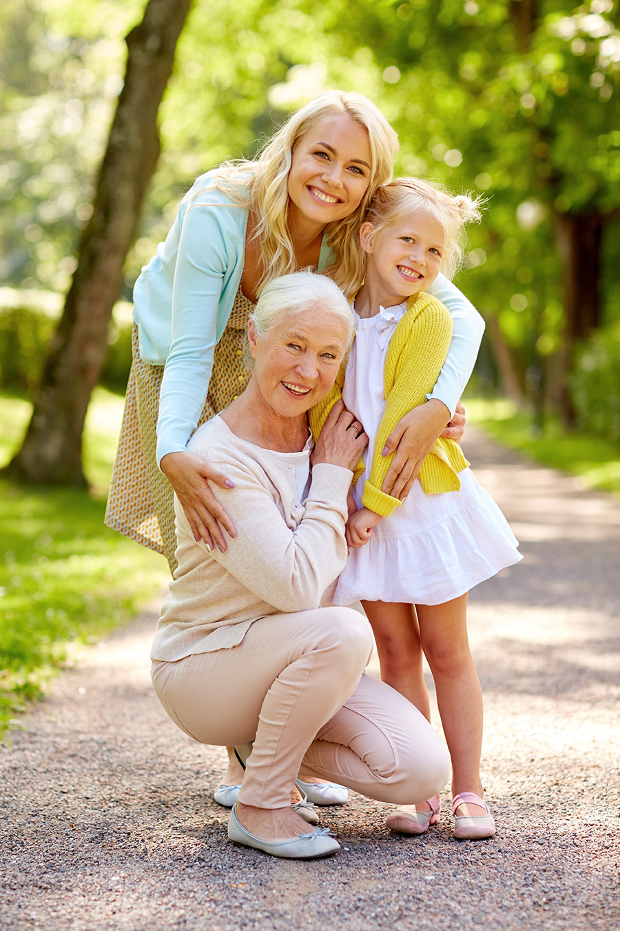 Resident with grand-daughters visiting